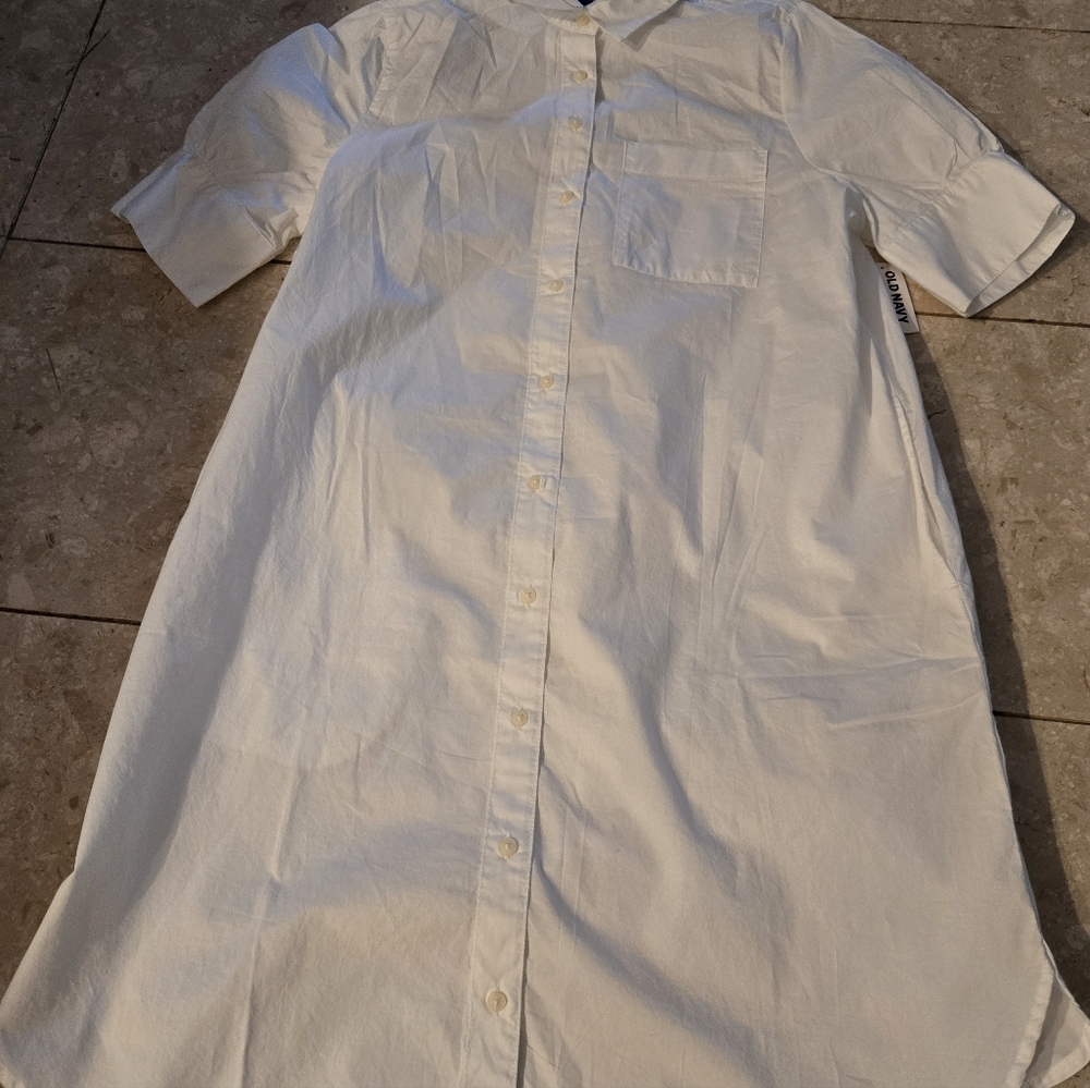 NWT Old Navy White Shirt Dress - Small